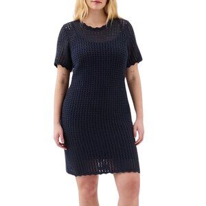 GAP 100% Cotton Boho Babe Crochet Mini Dress - XL - Navy Blue